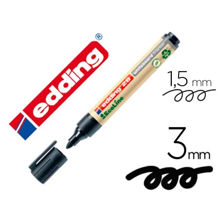 Rotulador edding 28 para pizarra blanca ecoline 90% reciclado color negro punta redonda 1,5-3 mm recargable