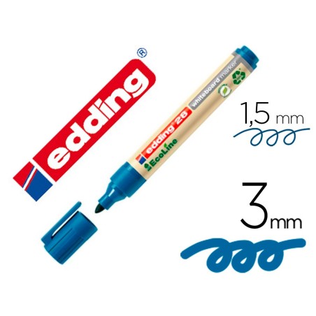 Rotulador edding 28 para pizarra blanca ecoline 90% reciclado color azul punta redonda 1,5-3 mm recargable