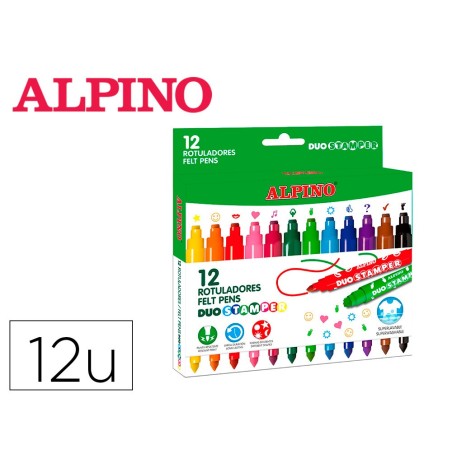 Rotulador alpino duo stamper caja de 12 unidades colores surtidos