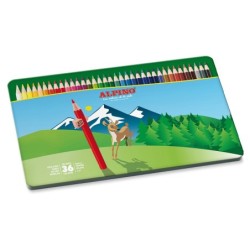 Lapices de colores alpino caja metalica de 36 unidades colores surtidos
