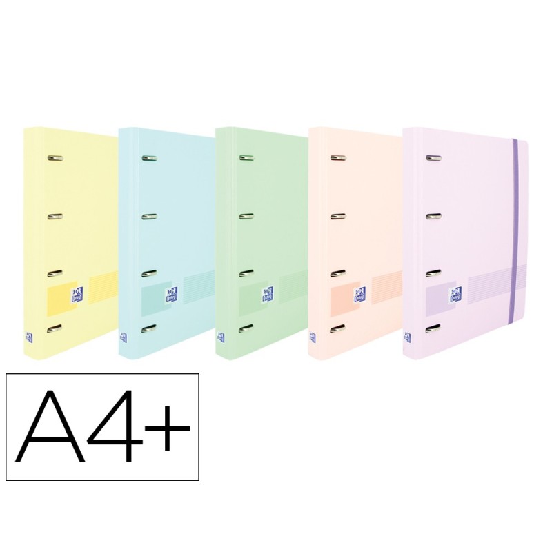 Carpeta con recambio oxford europeanbinder live&go din a4polyfoam 4 anillas 35 mm cuadro 5 mm colores pastel