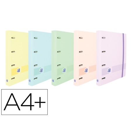 Carpeta con recambio oxford europeanbinder live&go din a4polyfoam 4 anillas 35 mm cuadro 5 mm colores pastel