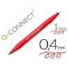 Rotulador q-connect marcador permanente doble punta color rojo 0,4 mm y 1 mm