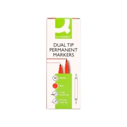 Rotulador q-connect marcador permanente doble punta color rojo 0,4 mm y 1 mm