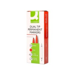 Rotulador q-connect marcador permanente doble punta color rojo 0,4 mm y 1 mm
