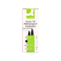 Rotulador q-connect marcador permanente doble punta color negro 4 mm y 1 mm