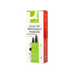 Rotulador q-connect marcador permanente doble punta color negro 4 mm y 1 mm