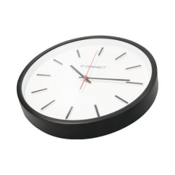 Reloj q-connect de pared de plastico redondo 34,4 cm movimiento silencioso color negro