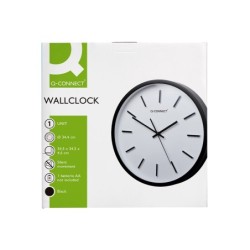 Reloj q-connect de pared de plastico redondo 34,4 cm movimiento silencioso color negro