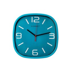 Reloj q-connect de pared de plastico redondo 30 cm movimiento silencioso color azul