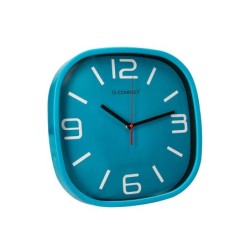 Reloj q-connect de pared de plastico redondo 30 cm movimiento silencioso color azul