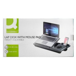 Soporte q-connect ancho para portatil movil raton hasta 17\ ajustable 7 angulos diferentes color negro