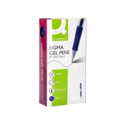 Boligrafo q-connect sigma retractil con sujecion de caucho tinta gel 0,5 mm color azul