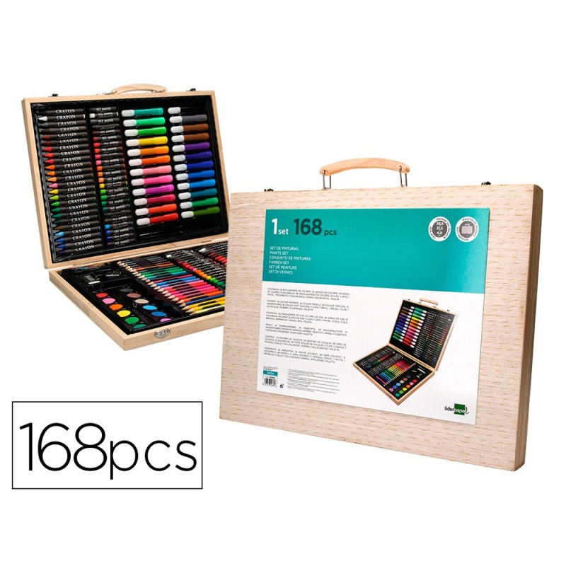 Estuche de pintura liderpapel madera 168 piezas maletin 39,3x30x4,8 cm Estuche de pintura liderpapel madera 168 piezas maletin 39,3x30x4,8 cm
