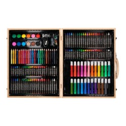 Estuche de pintura liderpapel madera 168 piezas maletin 39,3x30x4,8 cm