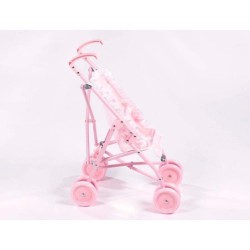 Silla pequeña de paseo para muñecas carlota color rosa 550x270x410 mm