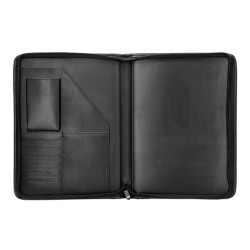 Carpeta portafolios cremallera con bolsa para movil y tarjetero color negro 260x355 mm