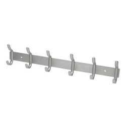 Perchero liderpapel pared metalico 6 colgadores color plata mate 430x88x55 mm