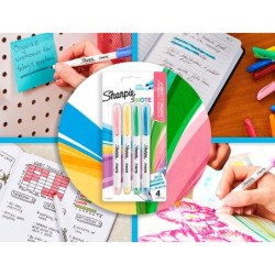 Rotulador sharpie permanente s-note punta biselada trazo 1,2 /3,87 mm blister 4 unidades colores surtidos