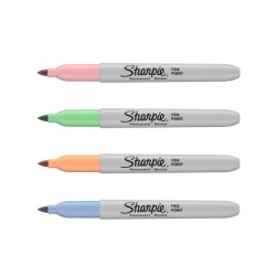 Rotulador sharpie permanente fino blister 4 unidades colores pastel surtidos
