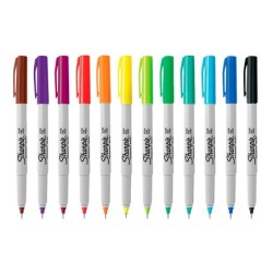 Rotulador sharpie permanente ultrafino blister 12 unidades colores surtidos