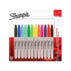 Rotulador sharpie permanente fino blister 12 unidades colores surtidos