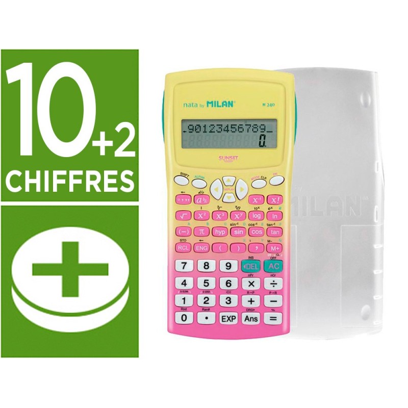 Calculadora milan cientifica m240 sunset tapa translucida 2 lineas 240 funciones 102 digitos color rosa /amarillo Calculadora milan cientifica m240 sunset tapa translucida 2 lineas 240 funciones 102 digitos color rosa /amarillo