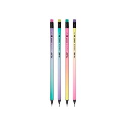 Lapices de grafito milan sunset hb madera negra de tilo con goma de borrar colores surtidos