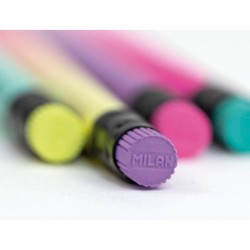 Lapices de grafito milan sunset hb madera negra de tilo con goma de borrar colores surtidos