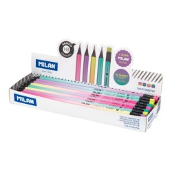 Lapices de grafito milan sunset hb madera negra de tilo con goma de borrar colores surtidos
