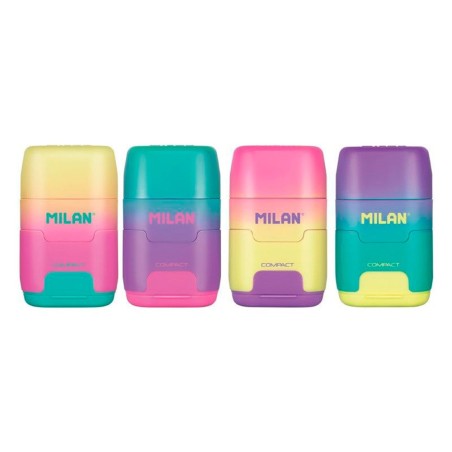 Sacapuntas milan compact sunset plastico 2 usos con goma de borrar colores surtidos