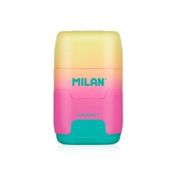 Sacapuntas milan compact sunset plastico 2 usos con goma de borrar colores surtidos
