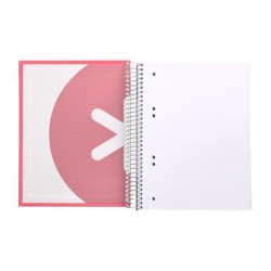 Cuaderno espiral a5 micro antartik tapa forrada120h 90 gr liso 5 bandas 6 taladros color coral