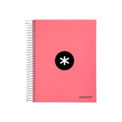 Cuaderno espiral a5 micro antartik tapa forrada120h 100 gr horizontal 5 banda6 taladros color coral