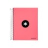 Cuaderno espiral a5 micro antartik tapa forrada120h 100 gr horizontal 5 banda6 taladros color coral