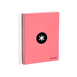 Cuaderno espiral a5 micro antartik tapa forrada120h 100 gr horizontal 5 banda6 taladros color coral