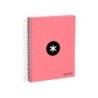 Cuaderno espiral a5 micro antartik tapa forrada120h 100 gr horizontal 5 banda6 taladros color coral