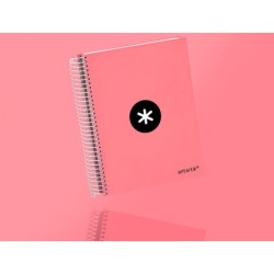 Cuaderno espiral a5 micro antartik tapa forrada120h 100 gr horizontal 5 banda6 taladros color coral