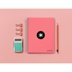 Cuaderno espiral a5 micro antartik tapa forrada120h 100 gr horizontal 5 banda6 taladros color coral