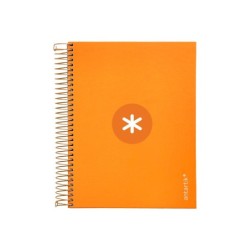Cuaderno espiral a5 micro antartik tapa forrada120h 90 gr cuadro 5mm 5 bandas6 taladros color mostaza