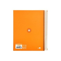 Cuaderno espiral a5 micro antartik tapa forrada120h 90 gr cuadro 5mm 5 bandas6 taladros color mostaza