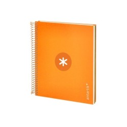 Cuaderno espiral a5 micro antartik tapa forrada120h 90 gr cuadro 5mm 5 bandas6 taladros color mostaza