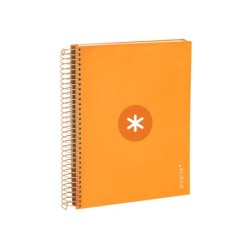 Cuaderno espiral a5 micro antartik tapa forrada120h 90 gr cuadro 5mm 5 bandas6 taladros color mostaza