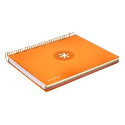 Cuaderno espiral a5 micro antartik tapa forrada120h 90 gr cuadro 5mm 5 bandas6 taladros color mostaza