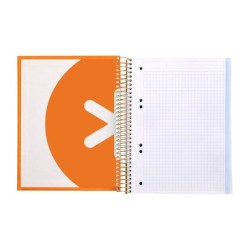 Cuaderno espiral a5 micro antartik tapa forrada120h 90 gr cuadro 5mm 5 bandas6 taladros color mostaza
