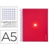 Cuaderno espiral a5 micro antartik tapa forrada120h 90 gr cuadro 5mm 5 bandas6 taladros color frambuesa
