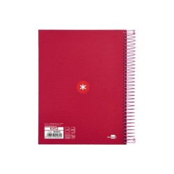 Cuaderno espiral a5 micro antartik tapa forrada120h 90 gr cuadro 5mm 5 bandas6 taladros color frambuesa