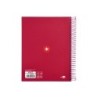 Cuaderno espiral a5 micro antartik tapa forrada120h 90 gr cuadro 5mm 5 bandas6 taladros color frambuesa