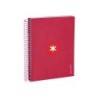 Cuaderno espiral a5 micro antartik tapa forrada120h 90 gr cuadro 5mm 5 bandas6 taladros color frambuesa