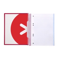 Cuaderno espiral a5 micro antartik tapa forrada120h 90 gr cuadro 5mm 5 bandas6 taladros color frambuesa